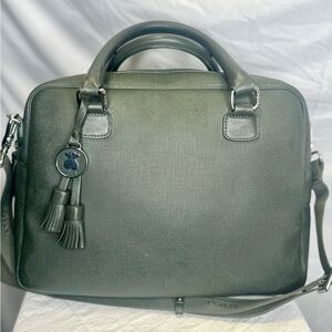 TOUS Teal Blue Green Travel Work Briefcase Messenger Crossbody Carryall Tote Bag